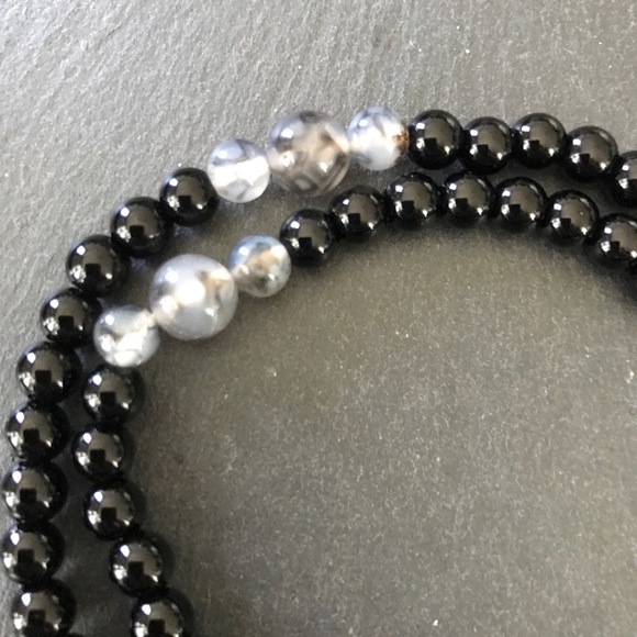 ✨Charged✨ Onyx and Lepidolite gemstone meditation Mala necklace/bracelet 108 - Picture 2 of 5